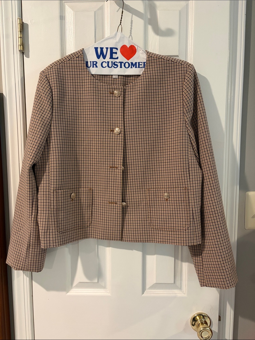 LOFT Brown Plaid Women's Button-Front Blazer